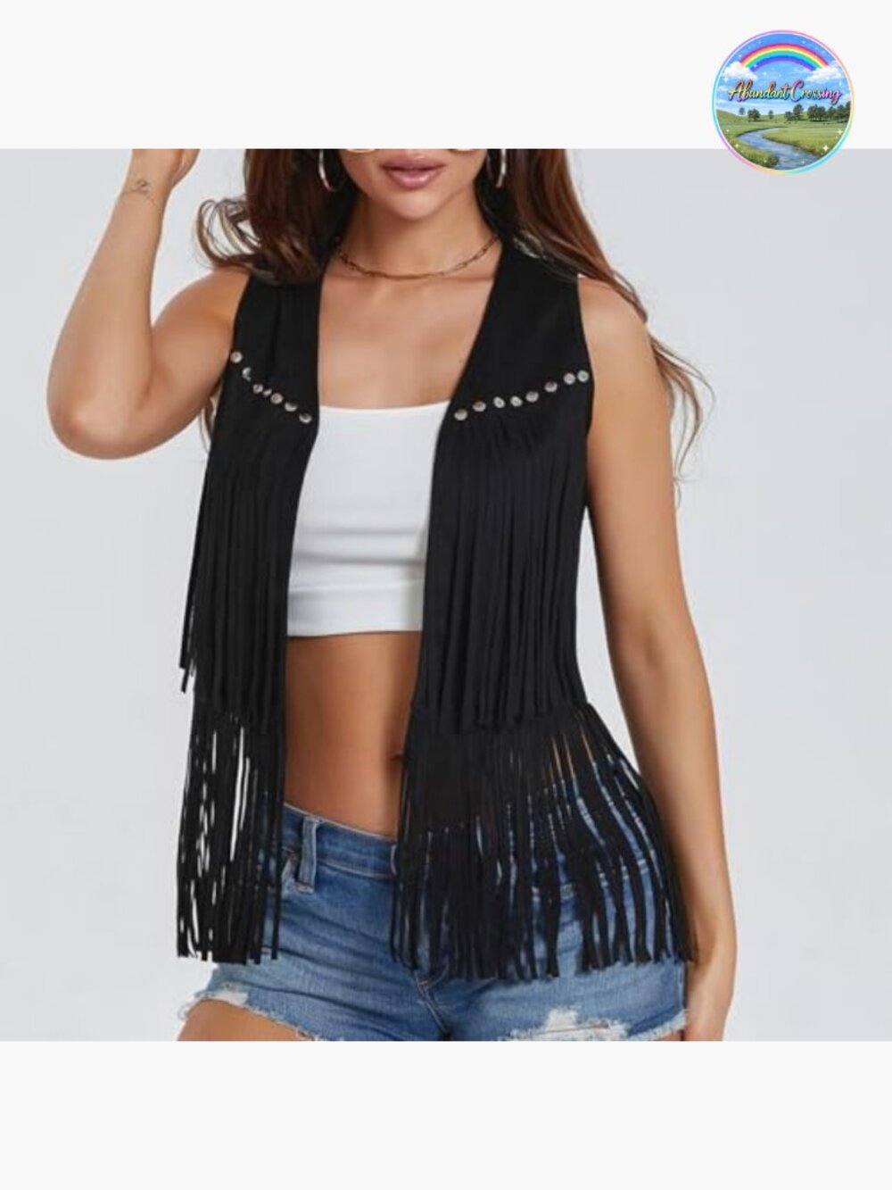 Faux Suede Fringe Vest Sleeveless Tassel Hippie Boho Western Jacket Waistcoat - Picture 4 of 6
